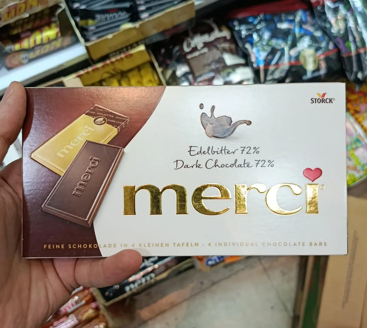 401440091427 شکلات تلخ تخته ای 72 درصد مرسی 112 گرم - Merci dark chocolate 72% - Image 1