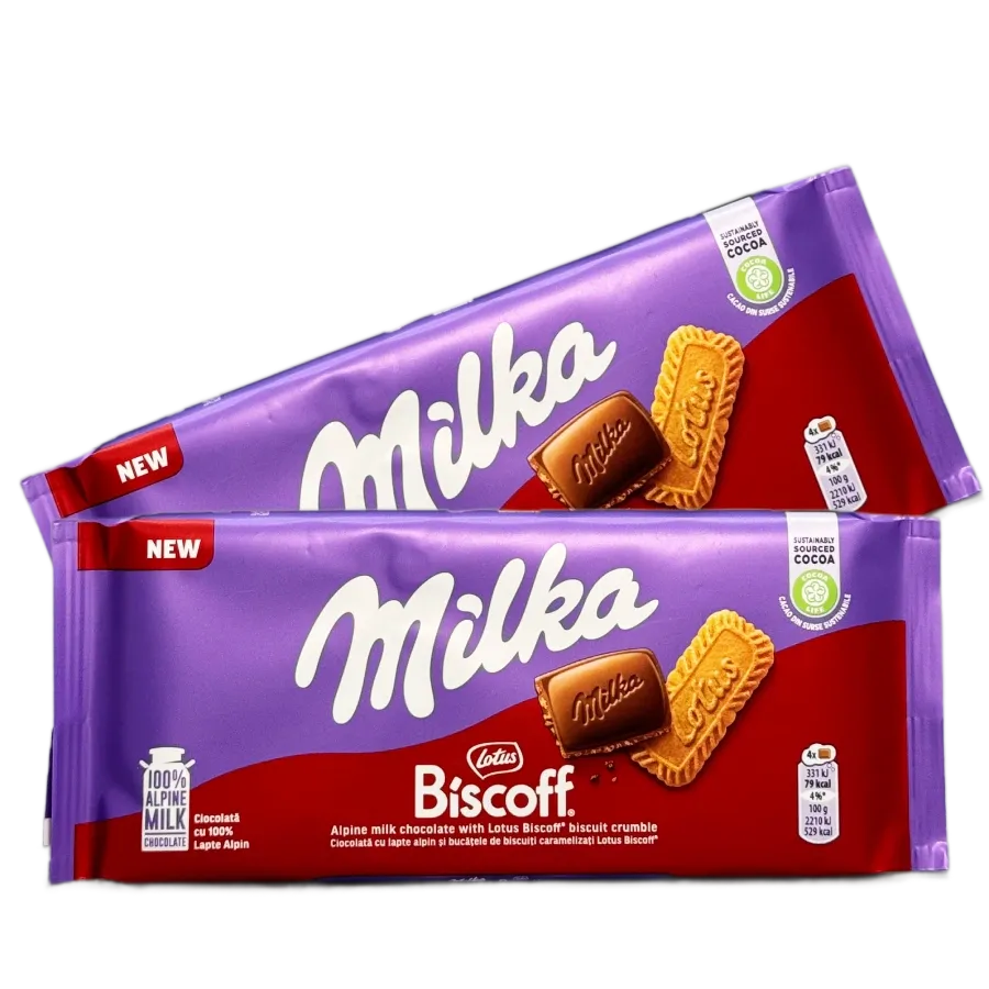 7622202295058 شکلات تختهای میلکا لوتوس | Milka Lotus وزن 100 گرم - Image 1