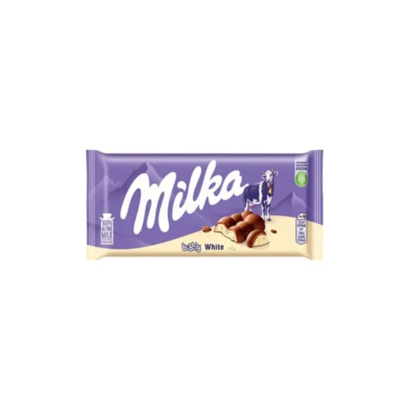 7622210371638 شکلات تختهای سفید حبابی میلکا ۹۵ گرمی | Milka Bubbly White - Image 1